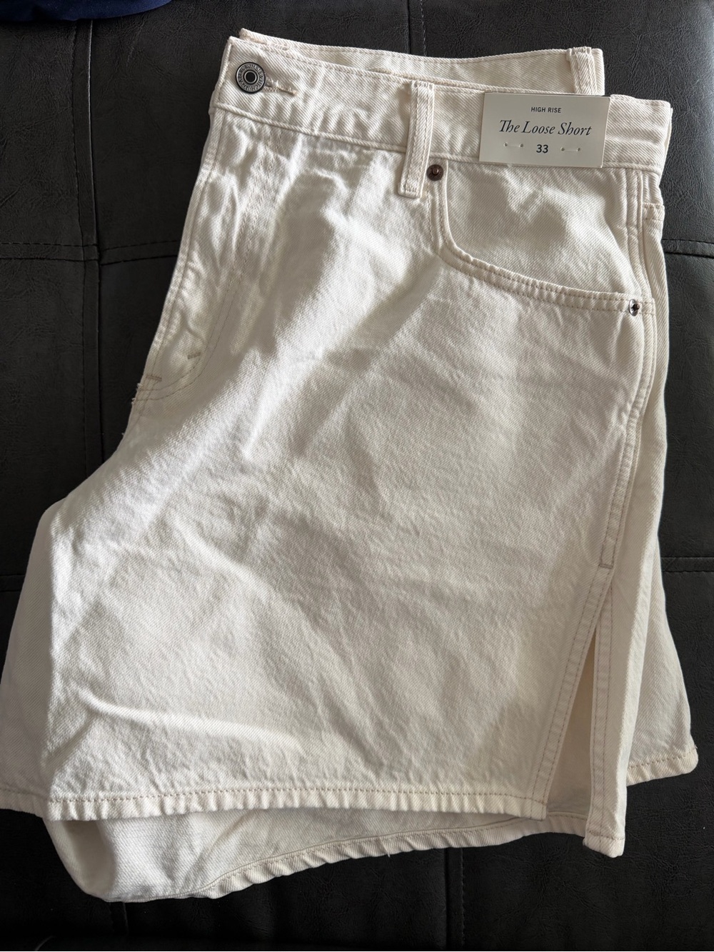Abercrombie & Fitch Cream High-Rise Jean Shorts